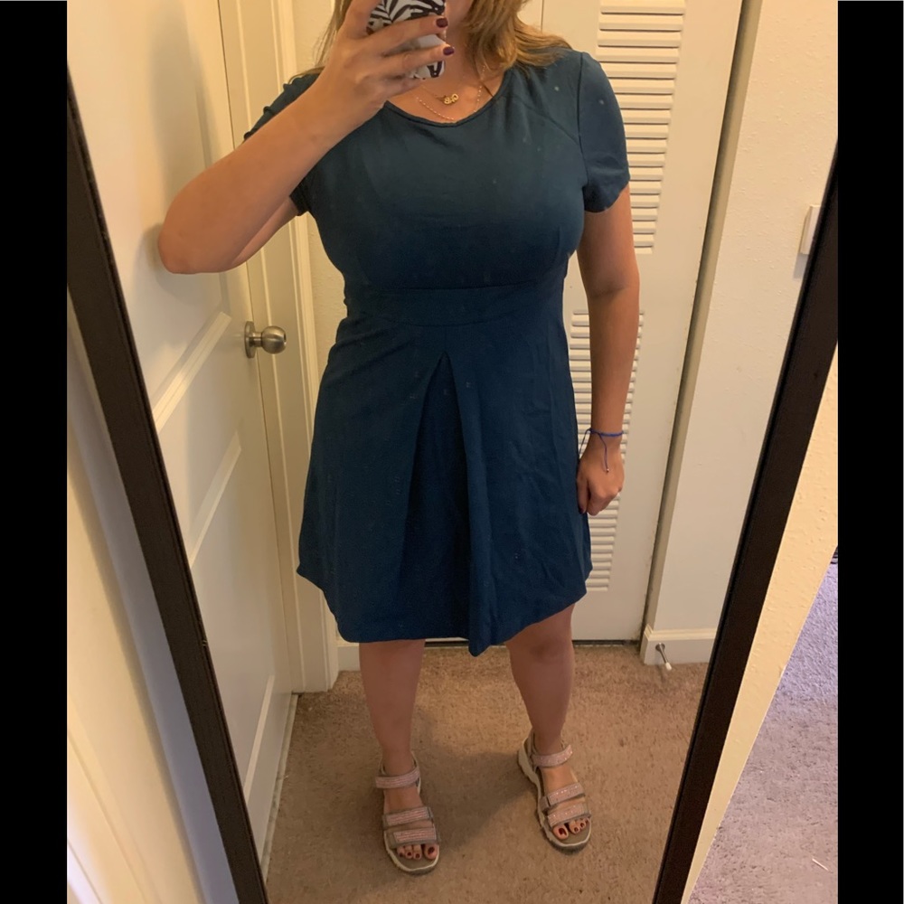 Tara Jarmon Dress Viscose Blue Short SleeMidi 40